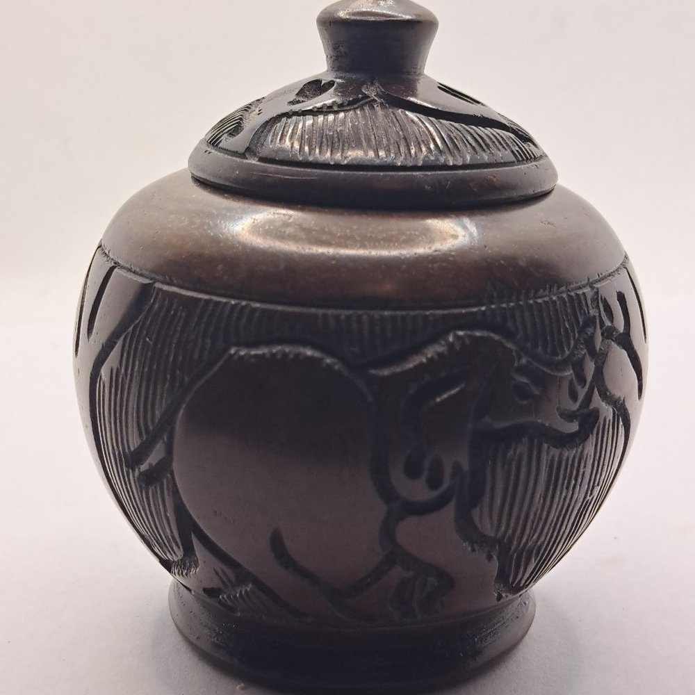 Ebony wood jar with lid, Kenya.